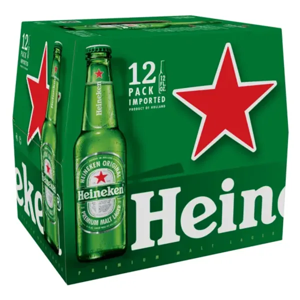 Heineken Original Netherlands Lager Import Beer, 12 pack, 12 fl oz Bottles, 5% ABV