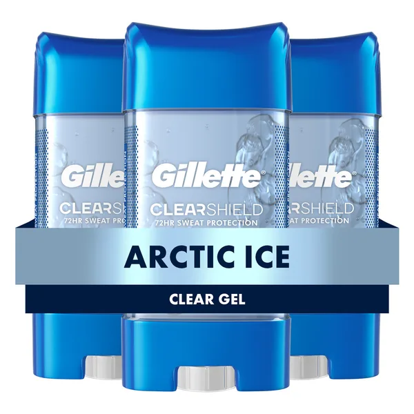 Gillette Antiperspirant and Deodorant for Men, Clear Gel Arctic Ice Scent Triple Pack, 3.8oz