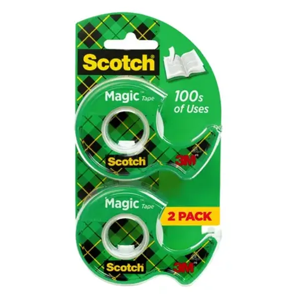 Scotch Magic Tape Dispensers, 3/4 in. x 600 in., 2 Dispensers/Pack