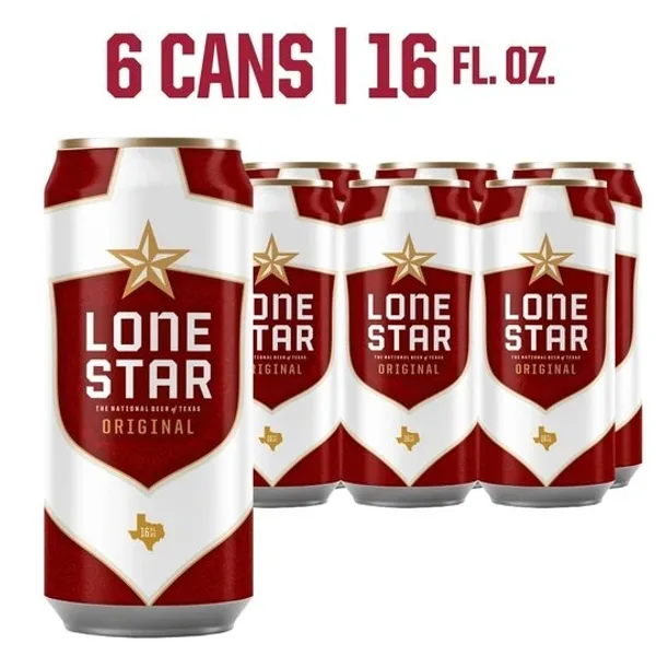 Lone Star Beer, 6 Pack, 16 fl oz Aluminum Cans, 4.6% ABV, Domestic Lager