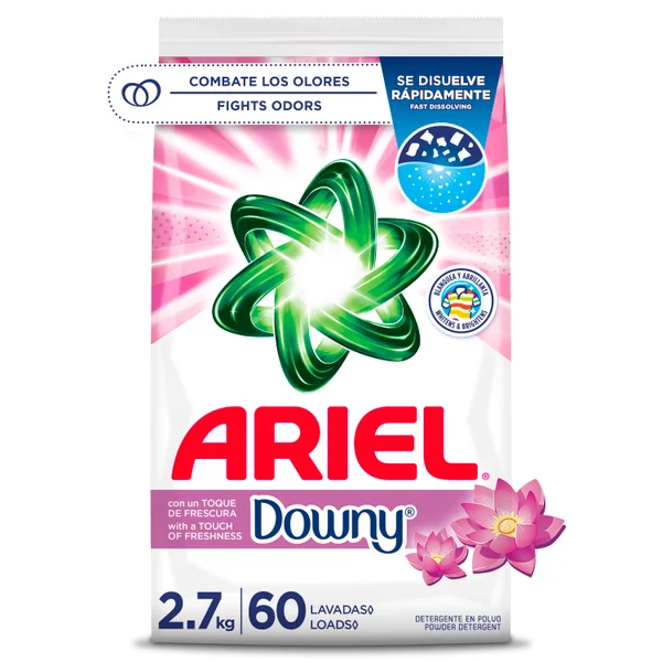 Ariel Laundry Detergent Powder with a Touch of Downy Freshness, 2.7 kg, 60 Loads