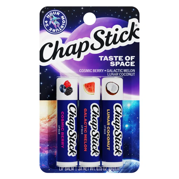 ChapStick Taste of Space Flavored Lip Balm Sticks, Variety Pack, Prevent Chapping, 24 Hour Moisturizing Lip Balm, 3-Pack, 0.15 oz Each