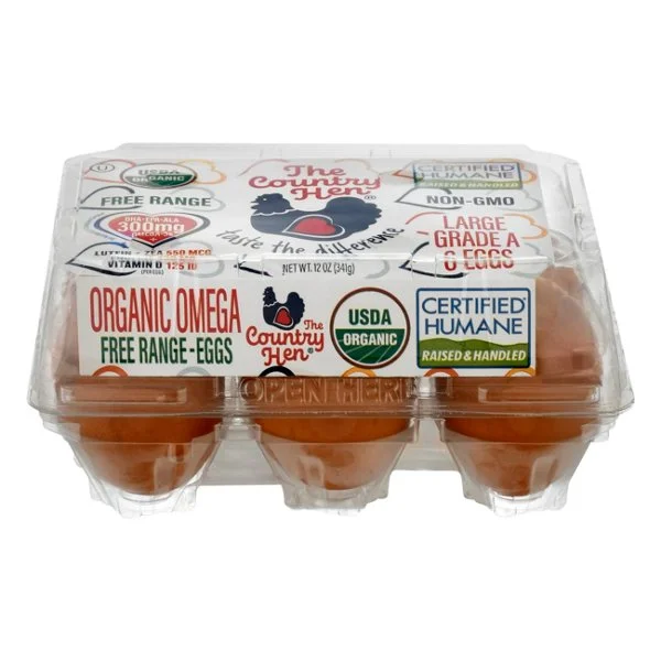 The Country Hen Grade A Organic Cage Free Large Eggs 6 ct