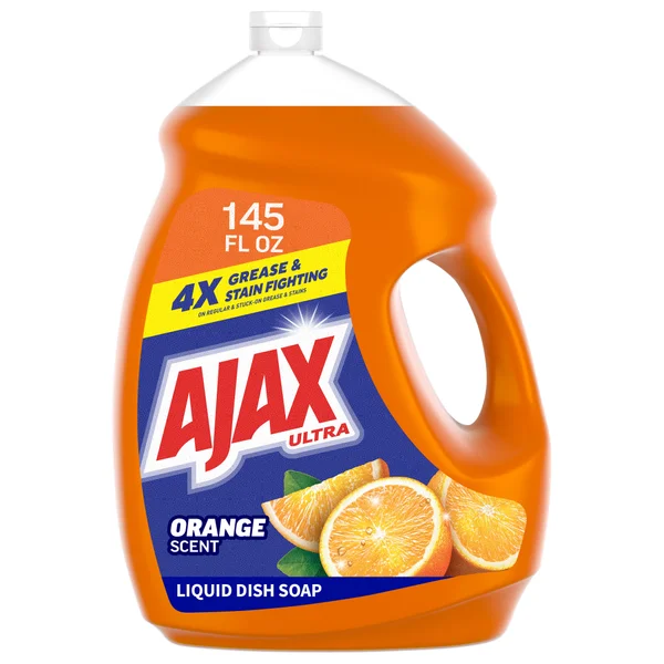 Ajax Ultra Liquid Dish Soap, Triple Action, Easy-Flip Cap, Orange Scent, 145 fl oz