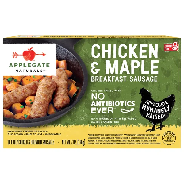 Applegate Fully Cooked & Browned Breakfast Sausages, Chicken & Maple