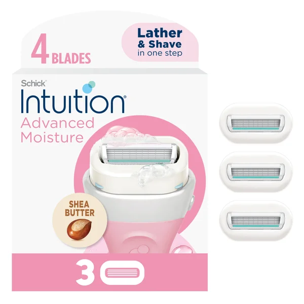 Schick Intuition Advanced Moisture Women's Razor Refills, 3 Ct, Lather & Shave In One Step