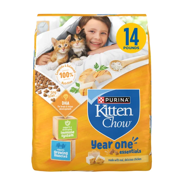 Purina Kitten Chow Year One Essentials with Real Chicken High-Protein Complete, 14 lb