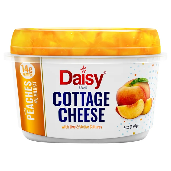 Daisy Cottage Cheese with Peach, 4% Milkfat, 6 oz Cup (Refrigerated) 14g of Protein per Serving
