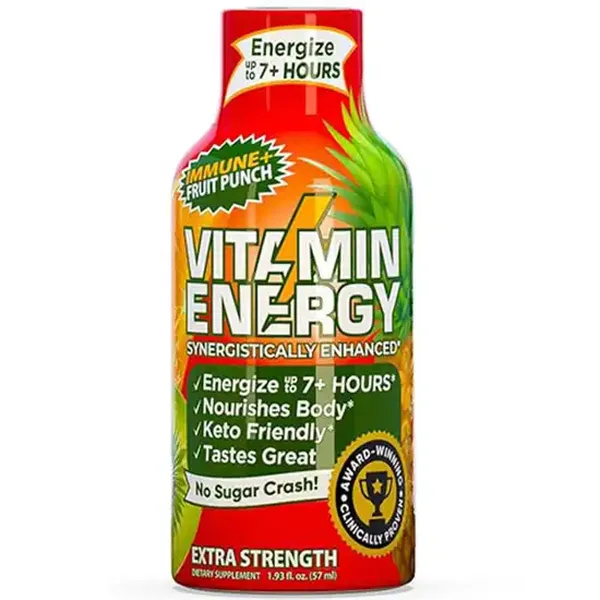 Vitamin Energy Extra Strength Immune Plus Fruit Punch Energy Shot Bottle (1.93 fl oz)