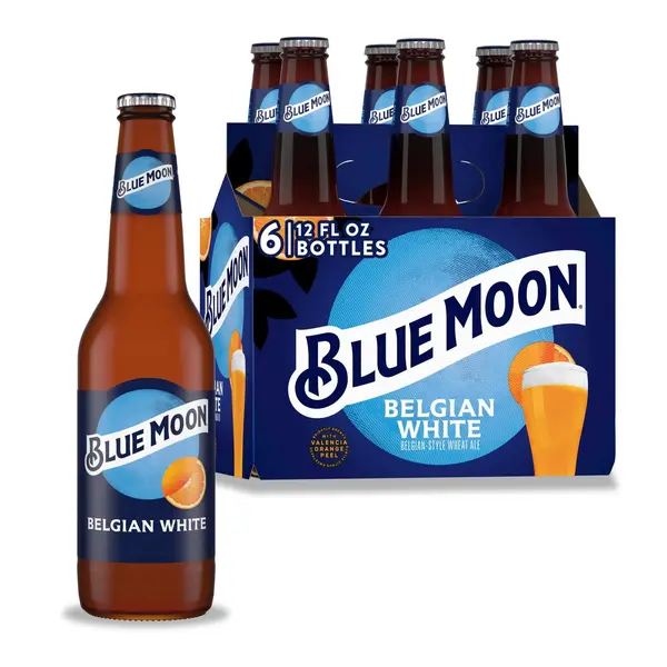 Blue Moon Belgian White Craft Beer, 6 Pack, 12 fl oz Glass Bottles, 5.4% ABV