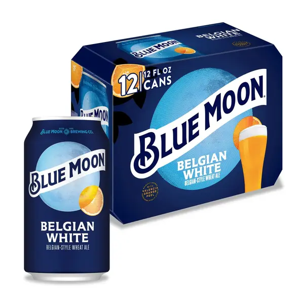 Blue Moon Belgian White Craft Beer, 12 Pack, 12 fl oz Aluminum Cans, 5.4% ABV