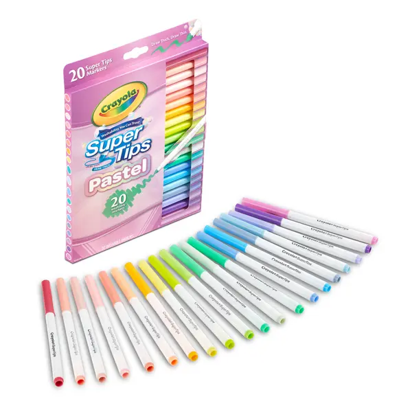 Crayola Supertips Pastel Markers, 20ct, Washable Markers, Cute School Supplies, Classroom Must Haves, Aesthetic Gift for Teachers and Kids, Ages 4+