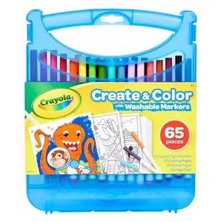 Crayola Create & Color Super Tips Marker Kit, 25 Ct Markers, Back to School Supplies, Arts & Crafts, 40 Pgs, Storage Case, Gift for Teachers and Kids, Ages 4+