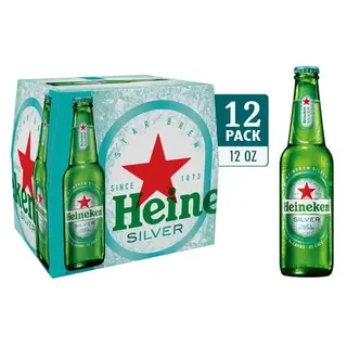 Heineken Silver Lager Beer, 12 Pack, 12 fl oz Bottles, 4% Alcohol by Volume