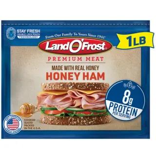 Land O'Frost Premium Sandwich Sliced Fresh Deli Lunch Meat, Honey Ham, 1 lb Resealable Pouch