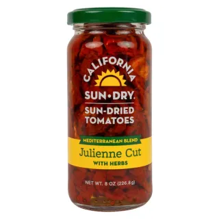 California Sun Dry, Sun-Dried Tomatoes in Oil with Herbs, Julienne Cut, 8 oz Jar