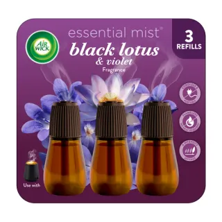 Air Wick Essential Mist Scented Oil Cordless Diffuser Refills, Black Lotus and Violet, 3 Count