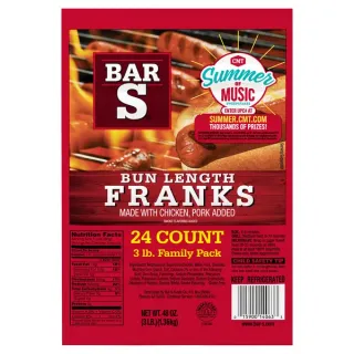 Bar-S Bun Lenght Franks Hot Dogs Family pack, Smoke