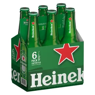 Heineken Original Netherlands Lager Import Beer, 6 pack, 12 fl oz Bottles, 5% ABV