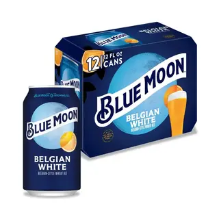 Blue Moon Belgian White Craft Beer, 12 Pack, 12 fl oz Aluminum Cans, 5.4% ABV