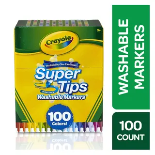 Crayola Super Tips Washable Markers, 100 Ct, Journaling and Coloring Supplies, Classroom Must Haves, Creative Gifts for Kids and Teens, Ages 3+