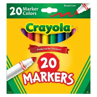 Crayola Broad Line Markers, 20 Ct Classic Colors, School Supplies for Teachers and Kids, Classroom Supplies