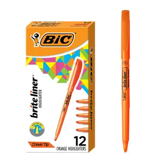 BIC Brite Liner Pocket Highlighter, Chisel Tip, Orange, 12-Count