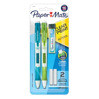 Paper Mate Clear Point Mechanical Pencils, 0.7mm, #2, Fashion Barrels, 2 Count