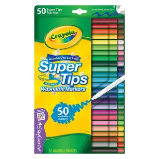 Crayola Super Tips Washable Markers for Kids, 50 Ct, Back to School Supplies, Arts and Crafts, Classroom Must Haves, Coloring Gifts for Teachers and Kids, Ages 3+