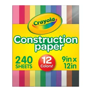 Crayola Construction Paper, 240 Pages, Valentines Party Supplies, 10 Colors, Craft Paper