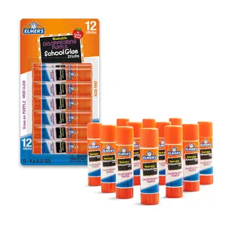 Elmer's Disappearing Purple Washable School Glue Sticks, 6 Gram, 12 Count