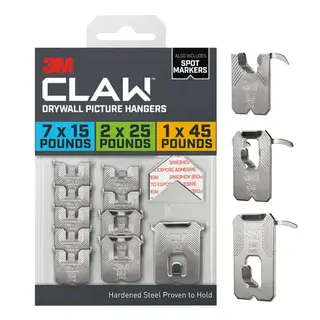 3M CLAW Drywall Picture Hanger Kit, Variety Pack with Spot Markers, Holds Up To 45 lbs